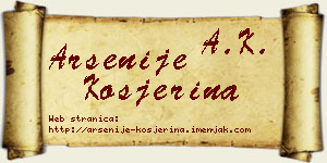 Arsenije Kosjerina vizit kartica